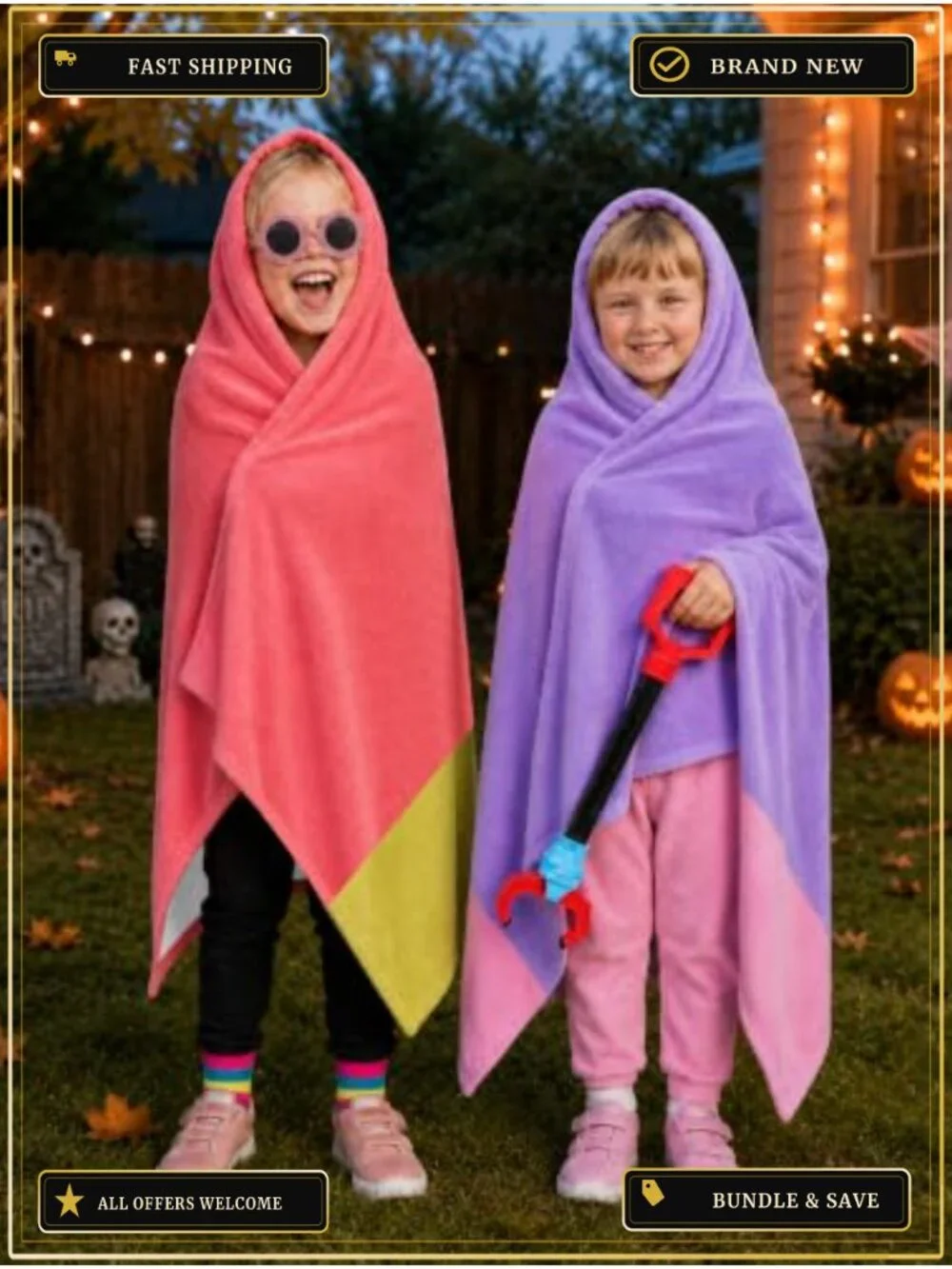 Kids Dog Granny Costume Set 4 Pc Blanket Sunglasses Grabber Pretend Play
